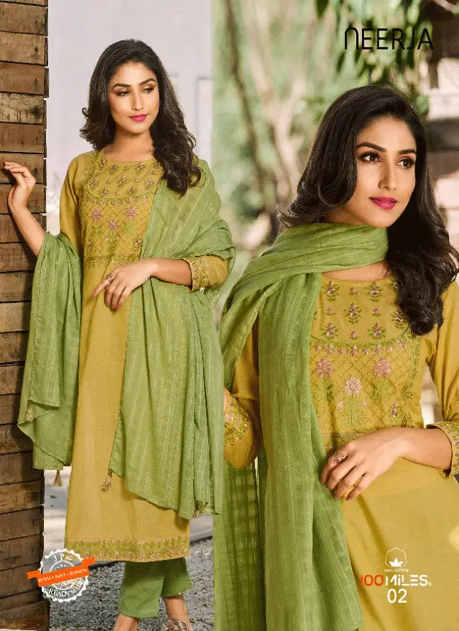 Neerja By 100 Miles Cotton Kurti With Bottom Dupatta Wholesale Price In Surat